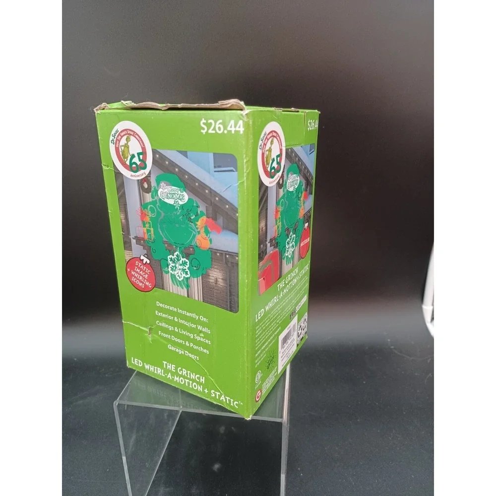 Dr. Seuss The‎ Grinch LED Whirl-A-Motion Projection Light Christmas Open Box